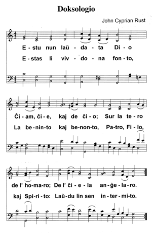 John Cyprian Rust's "Doksologio", which first appeared in Ordo de Diservo, 1907